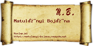 Matulányi Bojána névjegykártya